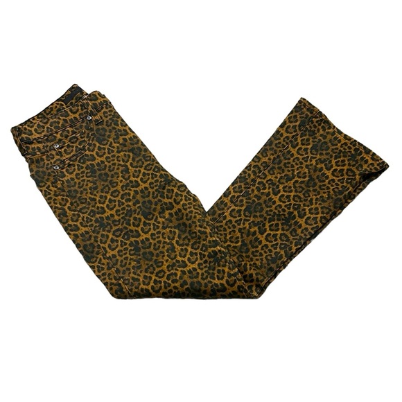 7 For All Mankind Anthropologie Leopard Print High Waist Slim Kick Jeans 28 - Picture 7 of 17